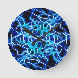 Electric Neon Blue Tesla Coil Lightning Runde Wanduhr