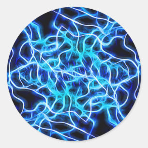 Electric Neon Blue Tesla Coil Lightning Runder Aufkleber