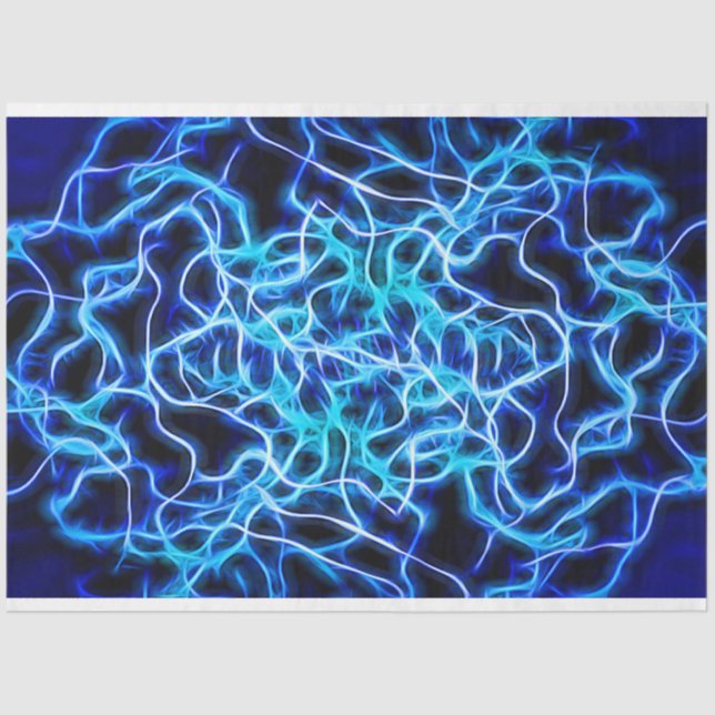 Electric Neon Blue Tesla Coil Lightning Seidenpapier (Vorderseite)