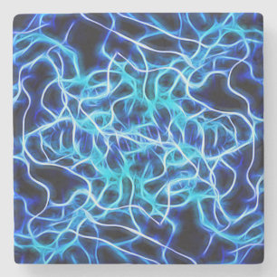 Electric Neon Blue Tesla Coil Lightning Steinuntersetzer