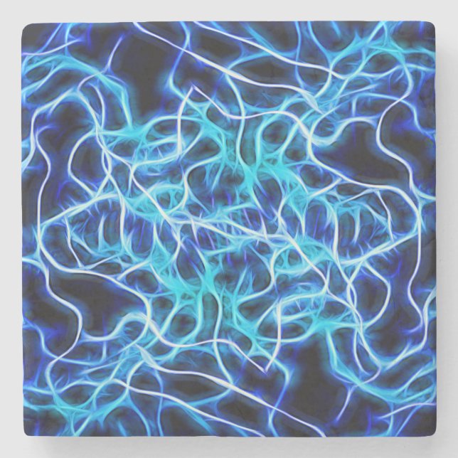 Electric Neon Blue Tesla Coil Lightning Steinuntersetzer (Vorderseite)