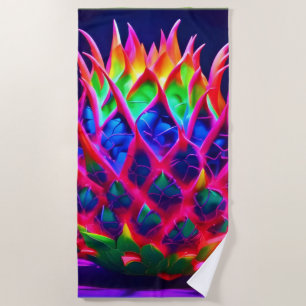 Electric Neon Dragon Fruit Strandtuch