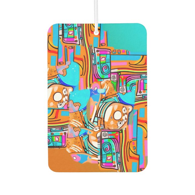 Electric Orange & Cyan Dreams — Abstraktes Design  Autolufterfrischer (Vorderseite)