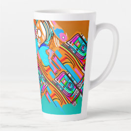 Electric Orange & Cyan Dreams — Abstraktes Design Milchtasse