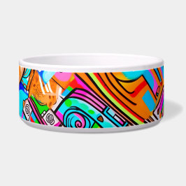 Electric Orange & Cyan Dreams — Abstraktes Design Napf