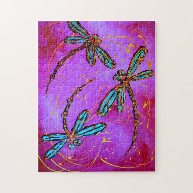 Electric Pink Dragonfly Flit Jigsaw Puzzle (Vertikal)