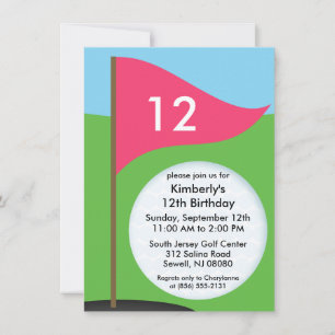 Electric Pink Let's Bogie Mini Golf Geburtstagspar Einladung