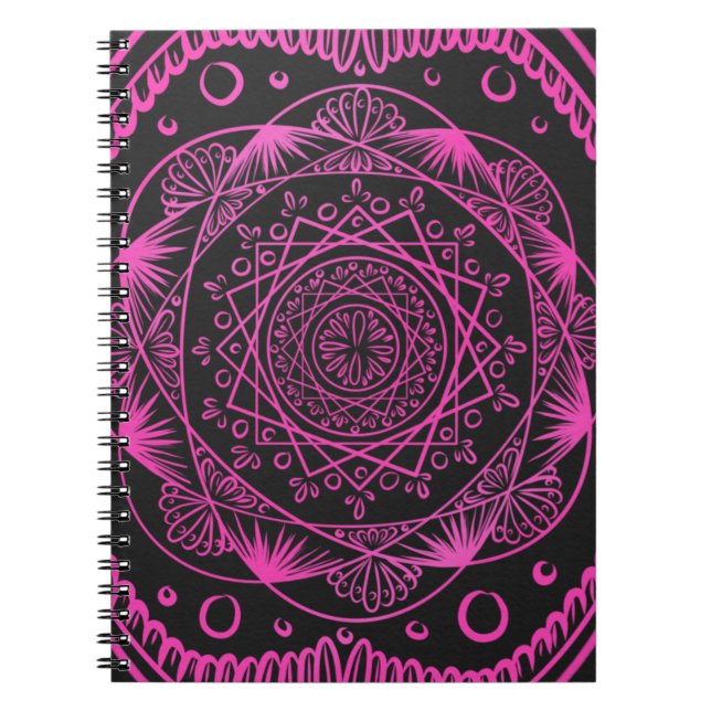 Electric Pink Mandala Notebook Notizblock (Vorderseite)