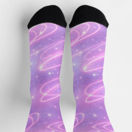 Electric pink neon scribbles AI art  Socken