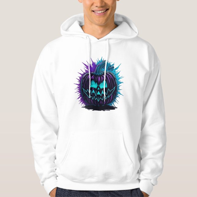 Electric Pumpkin Graffiti | Lila und Aquamarin Hoodie (Vorderseite)