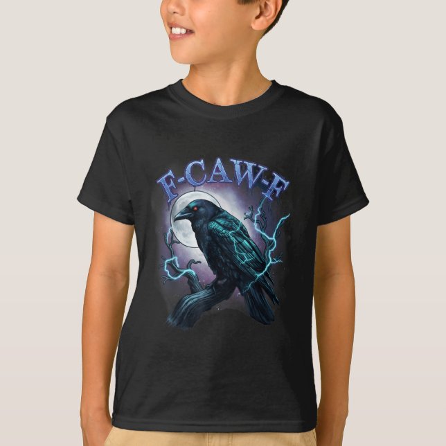 Electric Raven F-caw-f Halloween Moon  T-Shirt (Vorderseite)
