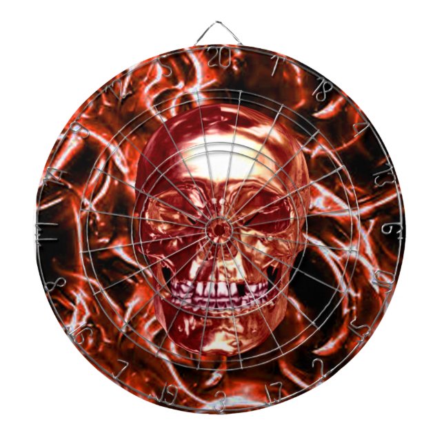 Electric Red Chrome Skull Dart Board Dartscheibe (vorne)