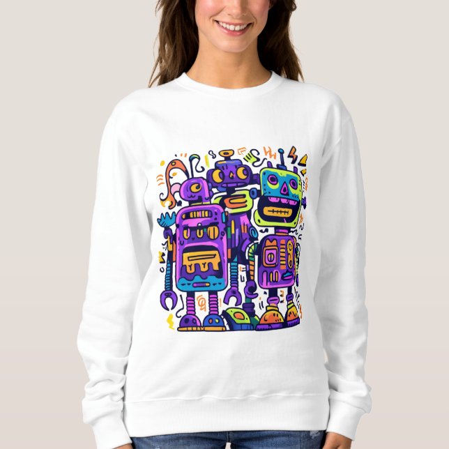 Electric Robot Squad – Kapuzenpullover für Erwachs Sweatshirt (Vorderseite)