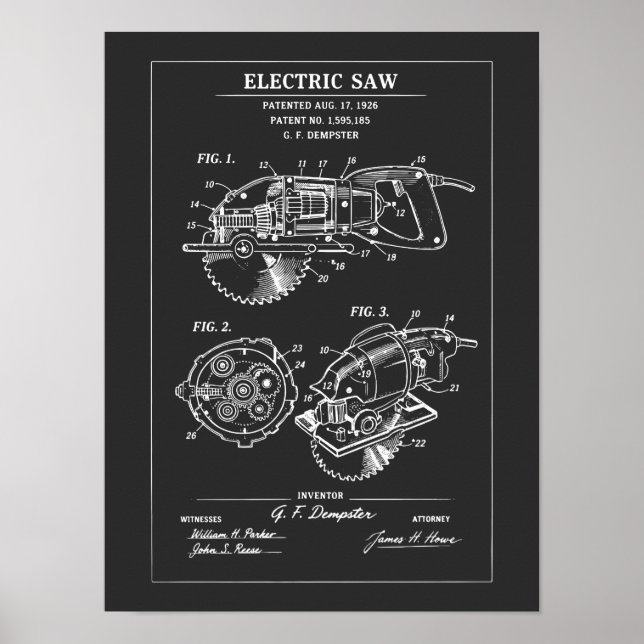 Electric Saw Blueprint Poster (Vorne)