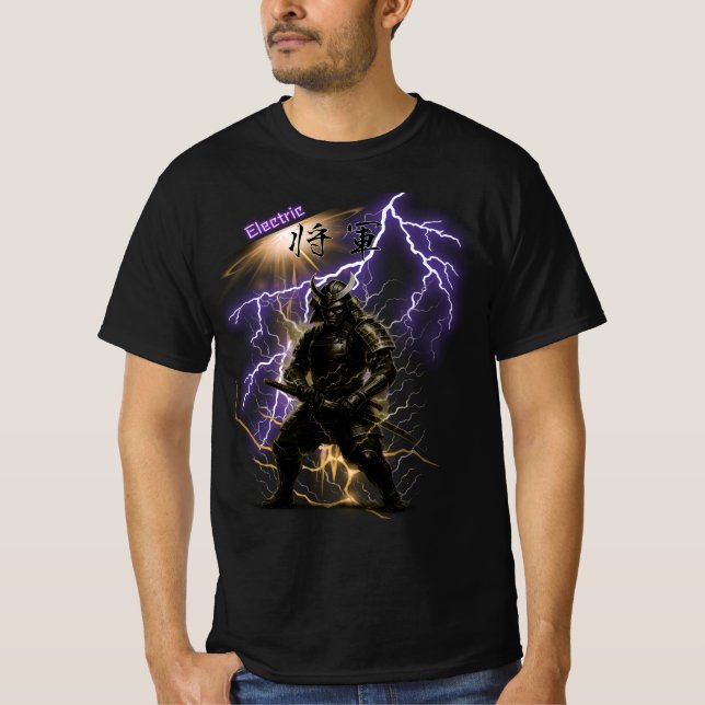 Electric Shogun – Golden Voltage Samurai T-Shirt (Vorderseite)