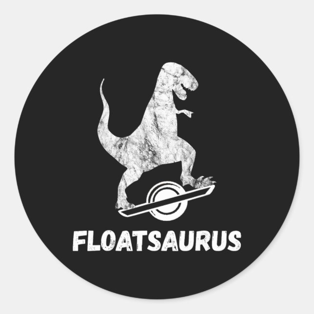 Electric Skateboard Float T-rex Saurus One Wheel V Runder Aufkleber (Vorderseite)