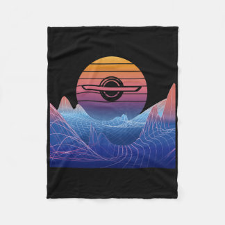 Electric Skateboard Vaporwave Retro Sunset Landsca Fleecedecke