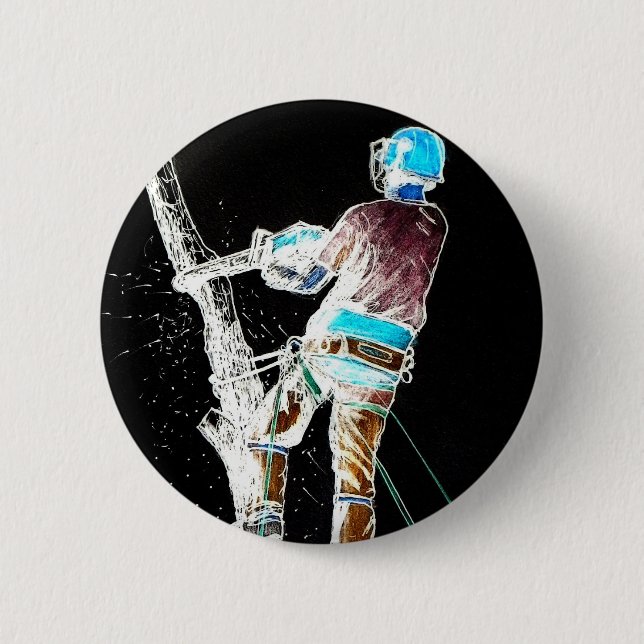 Electric Tree Surgeon Arborist Weihnachten präsent Button (Vorderseite)