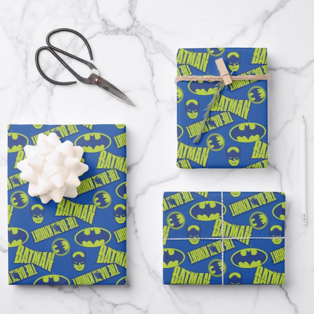 Electric Up Batman - Das dunkle Rittermuster Geschenkpapier Set (Vorderseite)