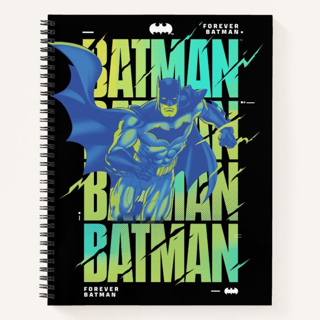Electric Up Batman läuft durch Typografie Notizbuch (Vorderseite)