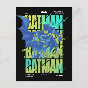 Electric Up Batman Running Through Typography Postkarte