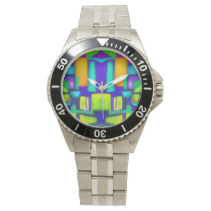 Electric Vibes Dreams Stilvolle Vintage Abstrakte  Armbanduhr