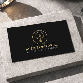 Electrical Contractor Light Bulb Logo Black Visitenkarte