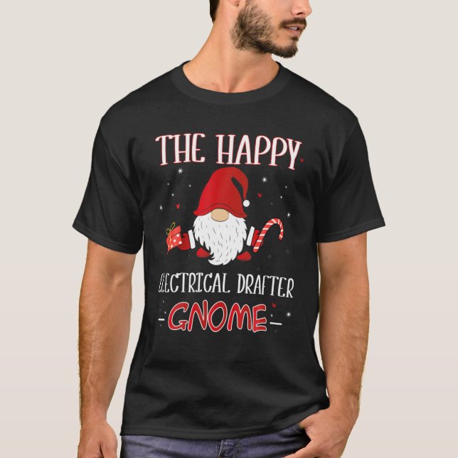 Electrical Drafter Christmas Gnome Kostüm Matchin T-Shirt (Vorderseite)