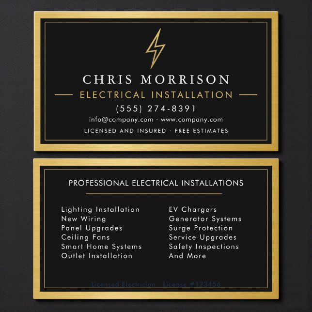 Electrical Installation Electrician Metallic Visitenkarte (Von Creator hochgeladen)