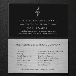 Electrical Services Electrician Silver Metallic Visitenkarte