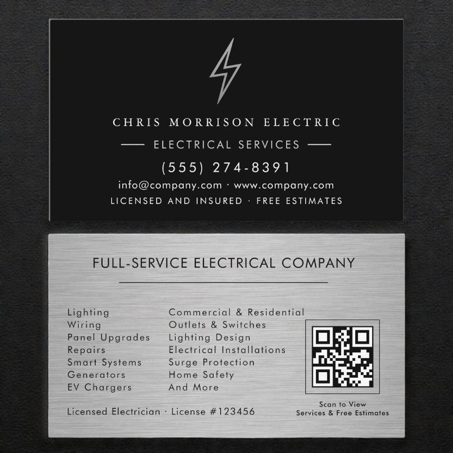 Electrical Services QR Code Professional Visitenkarte (Von Creator hochgeladen)
