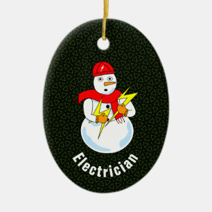 Electrical Snowman Keramik Ornament