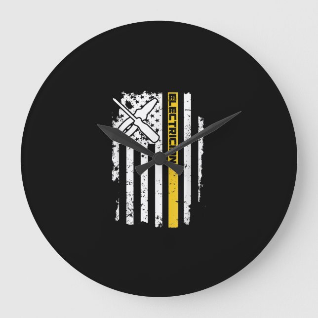 Electrical USA Flag American Electrical Gift Große Wanduhr (Vorderseite)