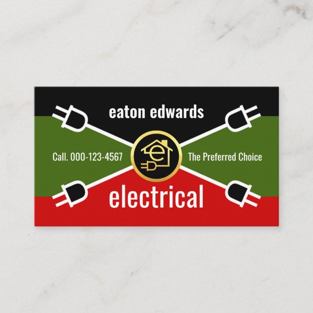 Electrical Wiring Colors Power Plug Visitenkarte (Vorderseite)