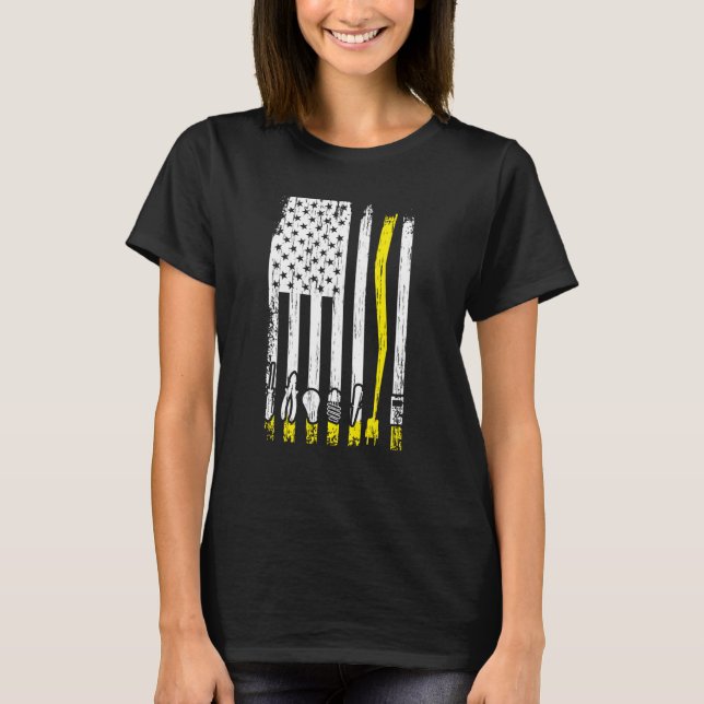 Electrician American Flag Electrical Tools Lineman T-Shirt (Vorderseite)