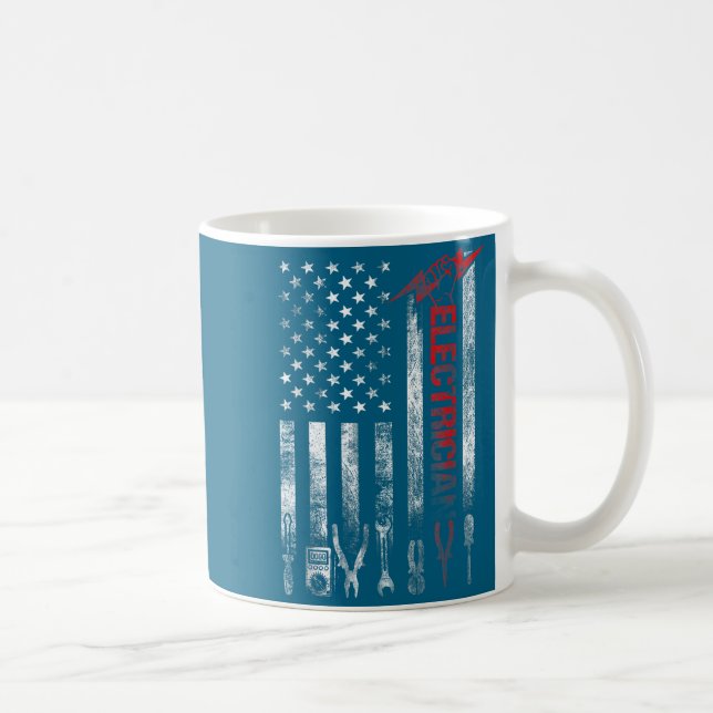 Electrician American Flag Funny Electricians Tools Kaffeetasse (Rechts)