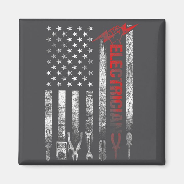 Electrician American Flag Funny Electricians Tools Magnet (Vorne)