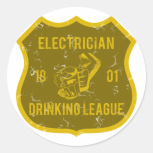 Electrician Drink League Runder Aufkleber