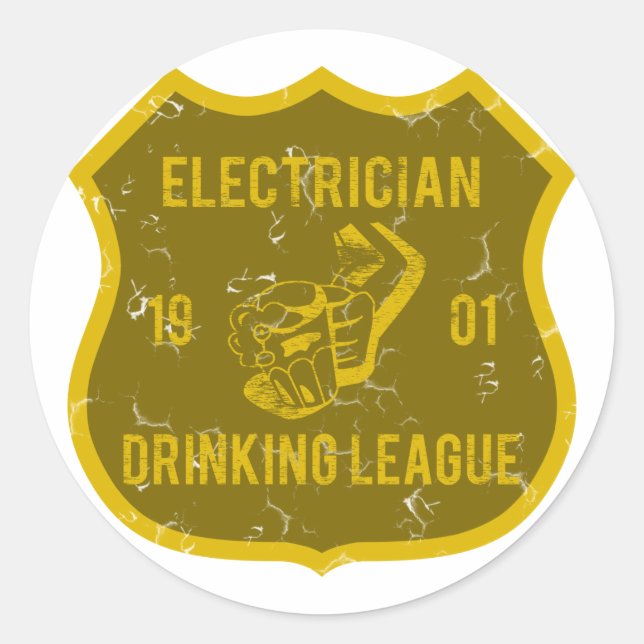 Electrician Drink League Runder Aufkleber (Vorderseite)