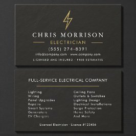 Electrician Electric Black Gold Slate Stone Visitenkarte