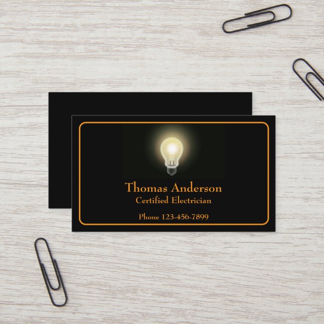 Electrician Electric Company Business Card Visitenkarte (Vorderseite/Rückseite Beispiel)