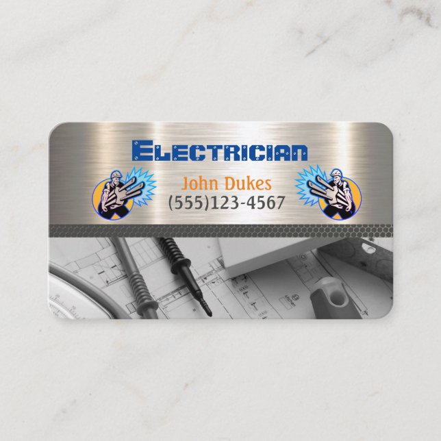 Electrician Metal Handyman Business Card Visitenkarte (Vorderseite)