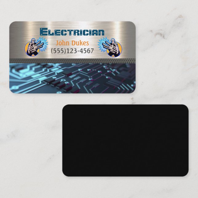 Electrician Metal Handyman Business Card Visitenkarte (Vorne/Hinten)