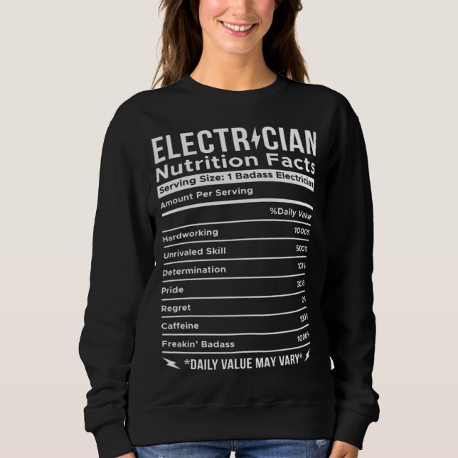 Electrician Nutrition Facts Voltage Lineman Circui Sweatshirt (Vorderseite)
