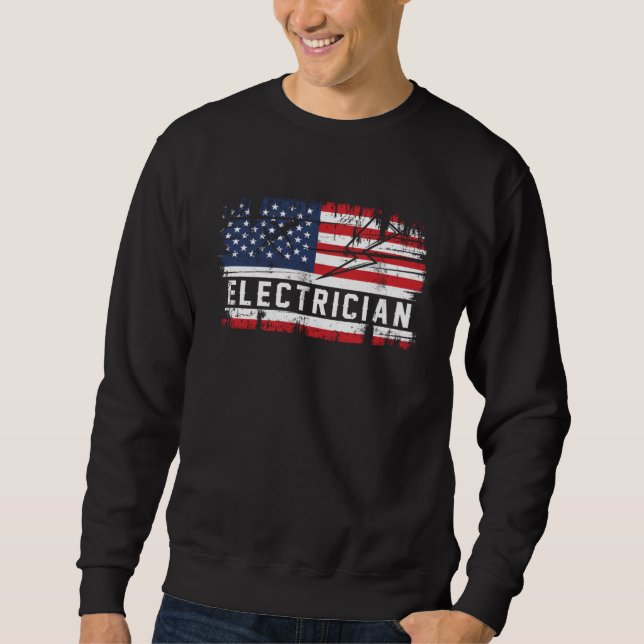 Electrician USA Flag Voltage Lineman Circuit Cable Sweatshirt (Vorderseite)