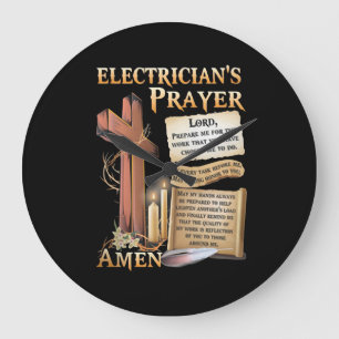 Electrician's prayer Amen Große Wanduhr
