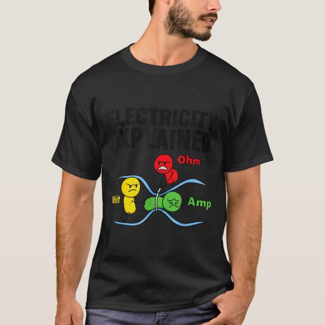 Electricity Explained Funny Geeky Physics Humor Sc T-Shirt (Vorderseite)