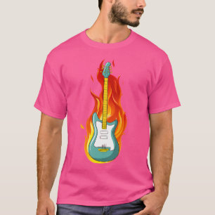 Electro-Gitarre brennen mit Feuerbrand T-Shirt