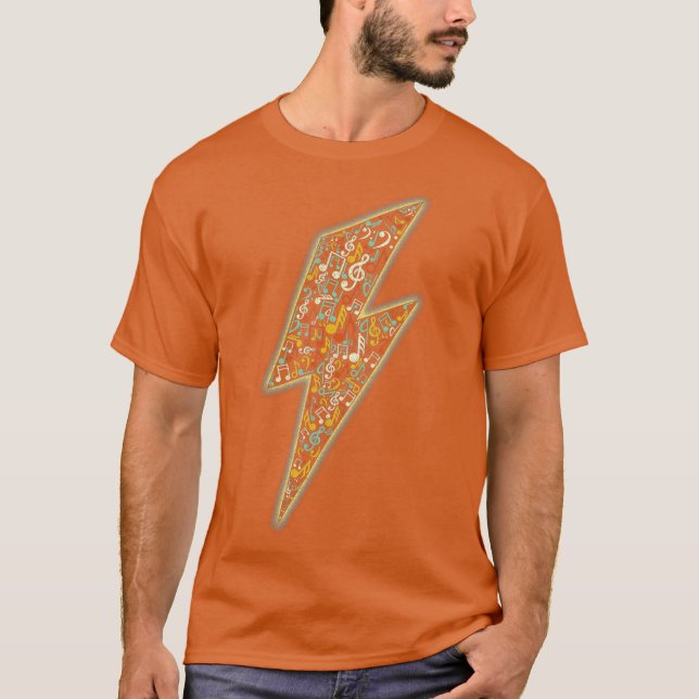 Electro Music DJ Lightning Bolt Musical Notes T-Shirt (Vorderseite)