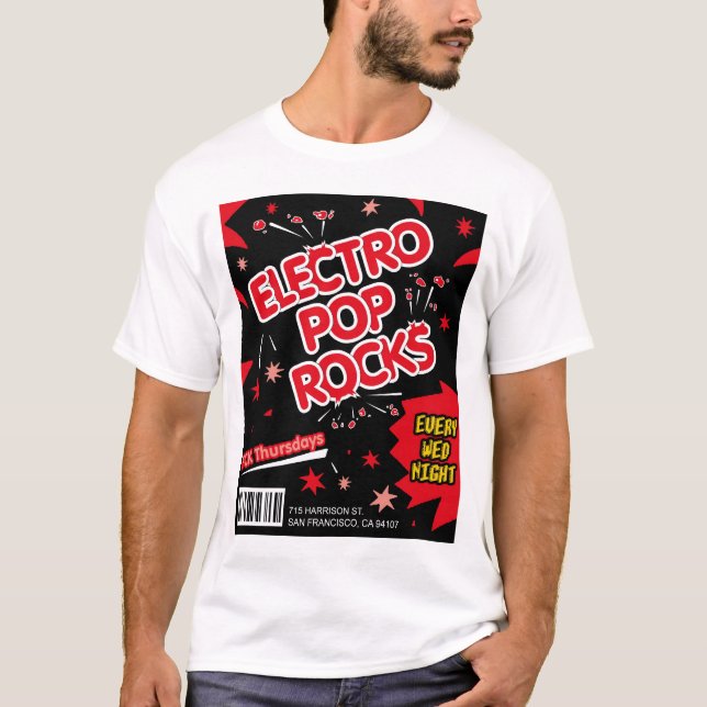 Electro-Pop-Felsen-Süßigkeits-Rot-T - Shirt (Vorderseite)